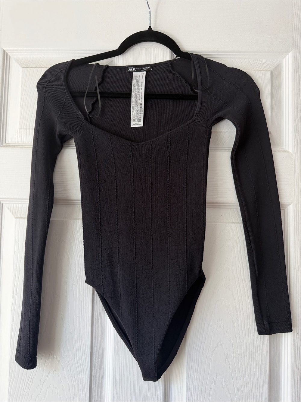 Zara Long Sleeve Black One-Piece Bodysuit